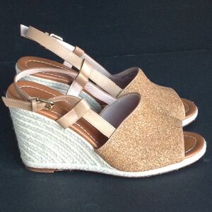 ♠️ kate spade - Gold Metallic Band Rope Wedges